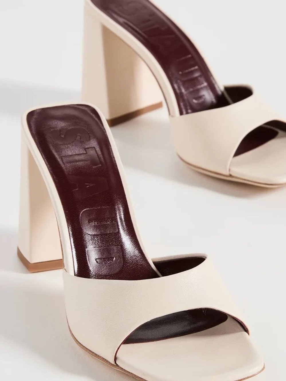 STAUD Sloane Open-Toe Block Heel Mules
